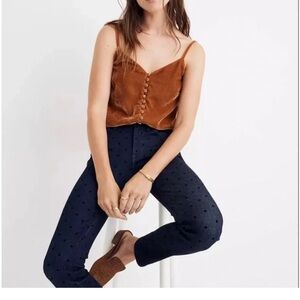 Madewell Women's Flocked Dots 9''High-Rise Skinny Denim